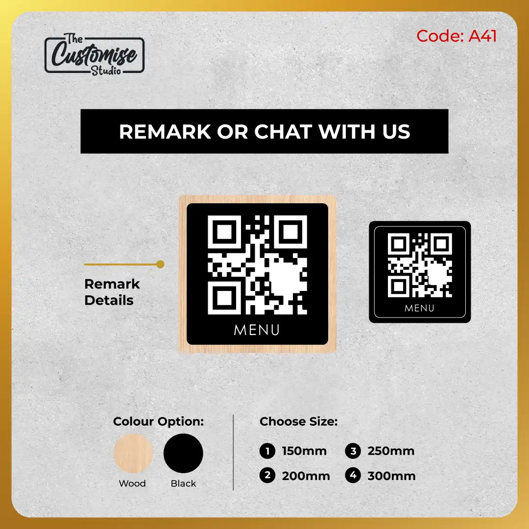 Minimalist Menu QR Code Sign